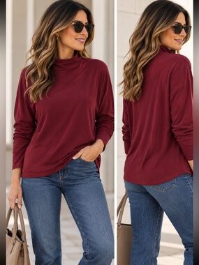 Women’s Turtleneck Sweater in Deep Burgundy